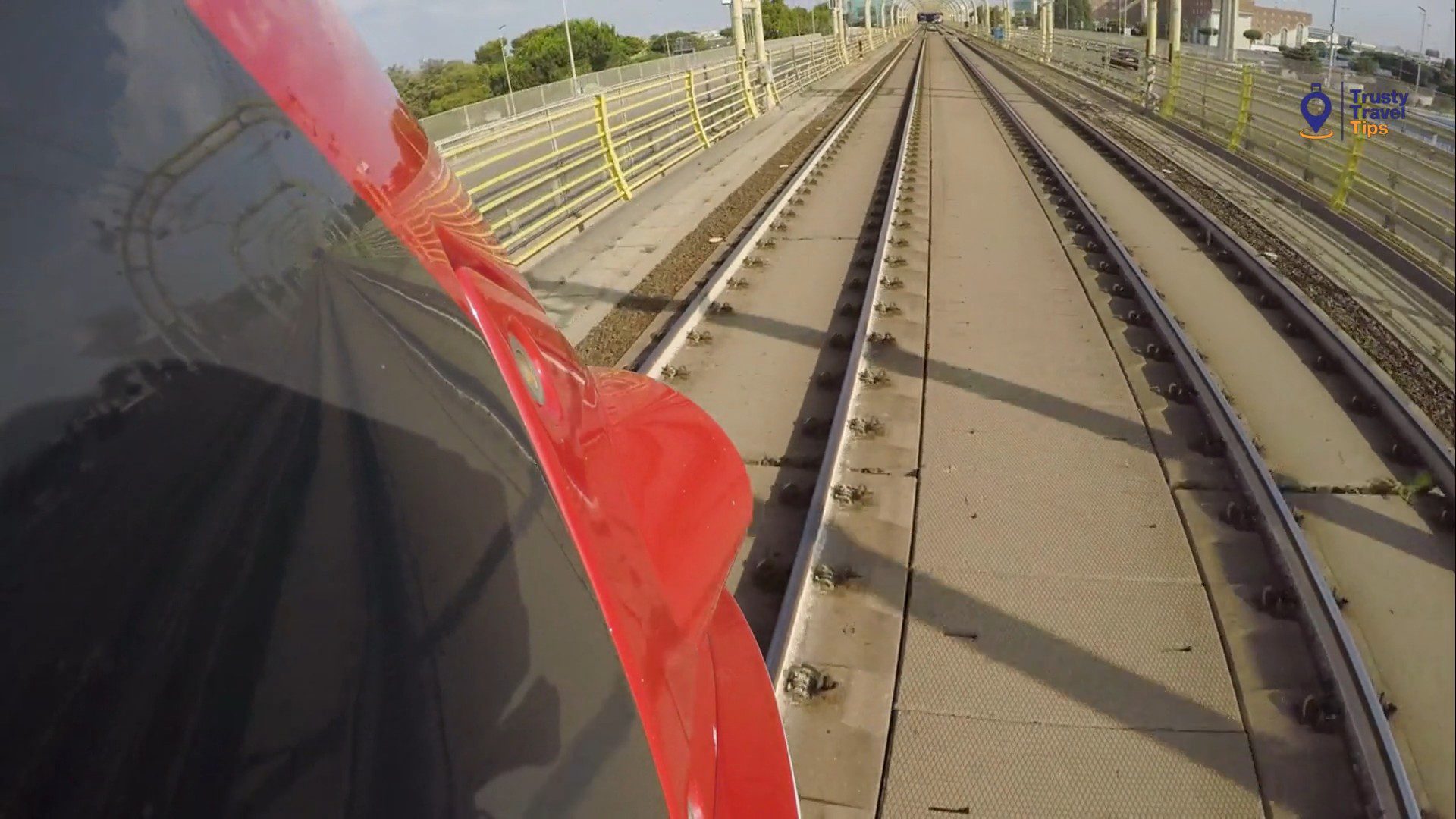 View from train on tracks