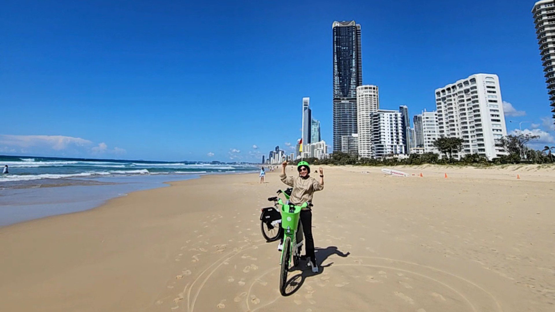 Riding on beach at Surfers paradise